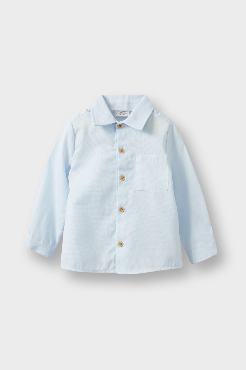 Erkek Bebek Açık Mavi Oxford Uzun Kollu Gömlek Erkek Bebek