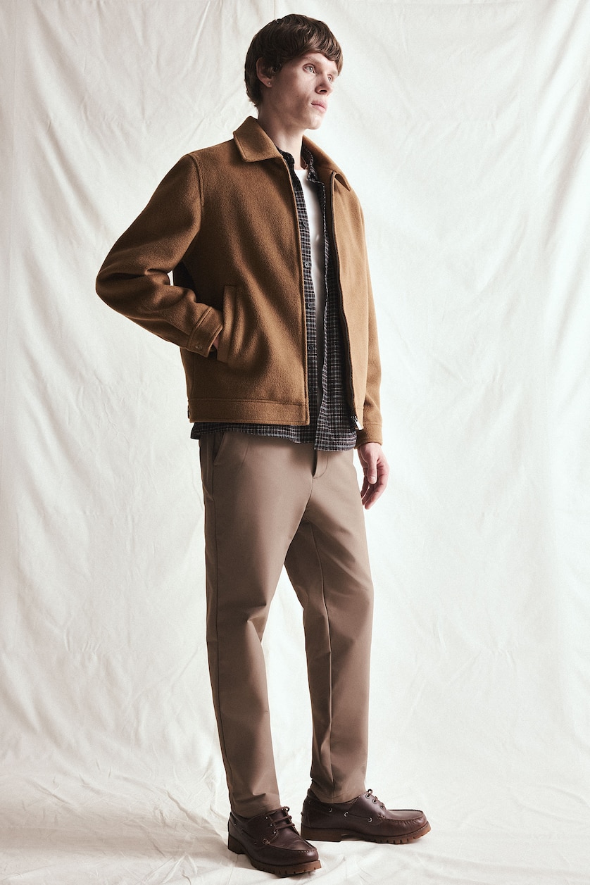 MAN Light Brown Tailored Fit Regular Waist Straight Leg Trousers