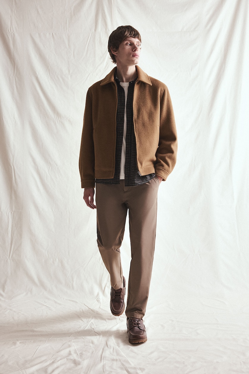 MAN Light Brown Tailored Fit Regular Waist Straight Leg Trousers