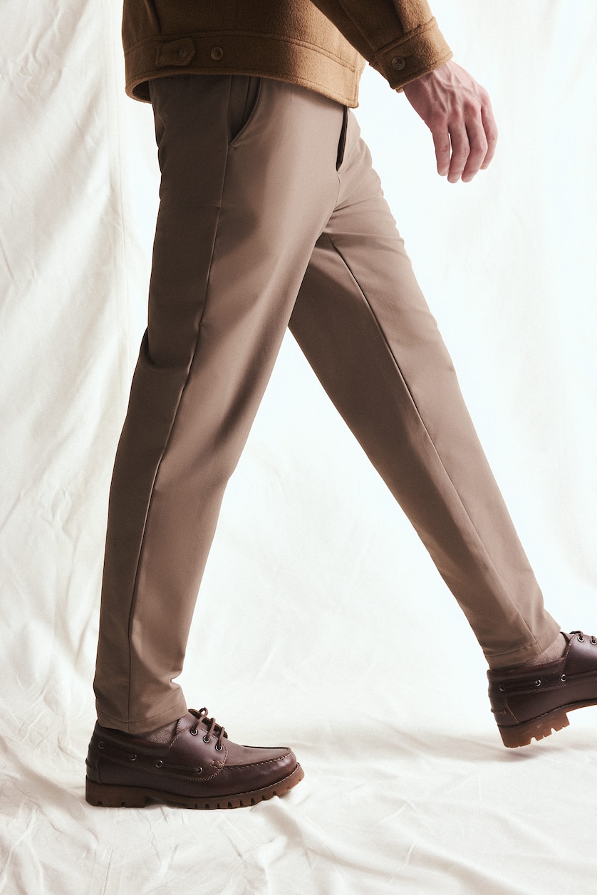 MAN Light Brown Tailored Fit Regular Waist Straight Leg Trousers