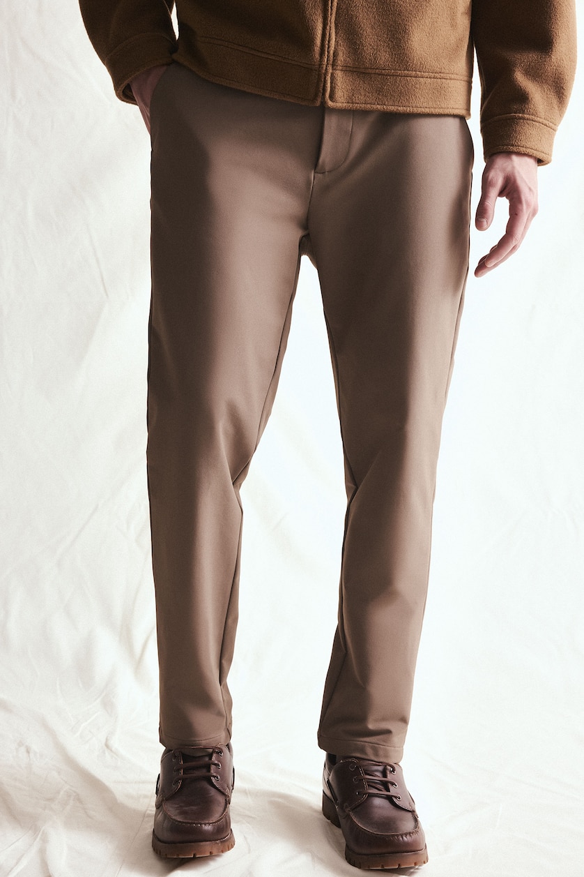 MAN Light Brown Tailored Fit Regular Waist Straight Leg Trousers