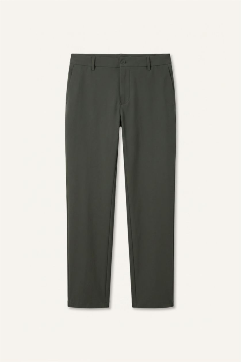 Erkek Haki Tailored Fit Kısa Paça Pantolon