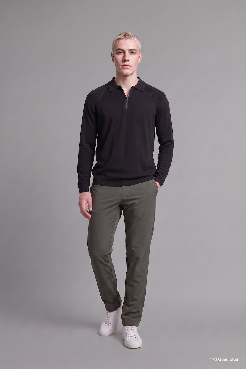 Men Khaki Tailored Fit Trousers