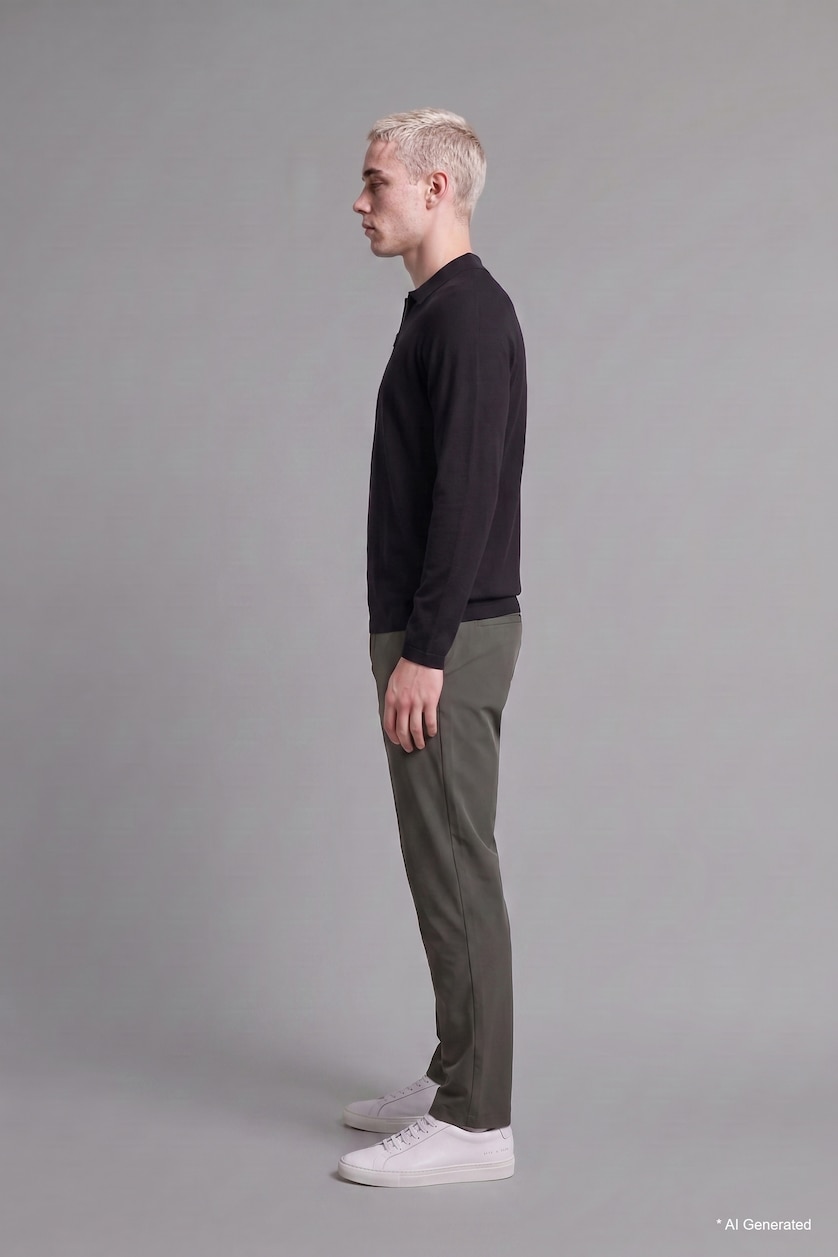 Men Khaki Tailored Fit Trousers