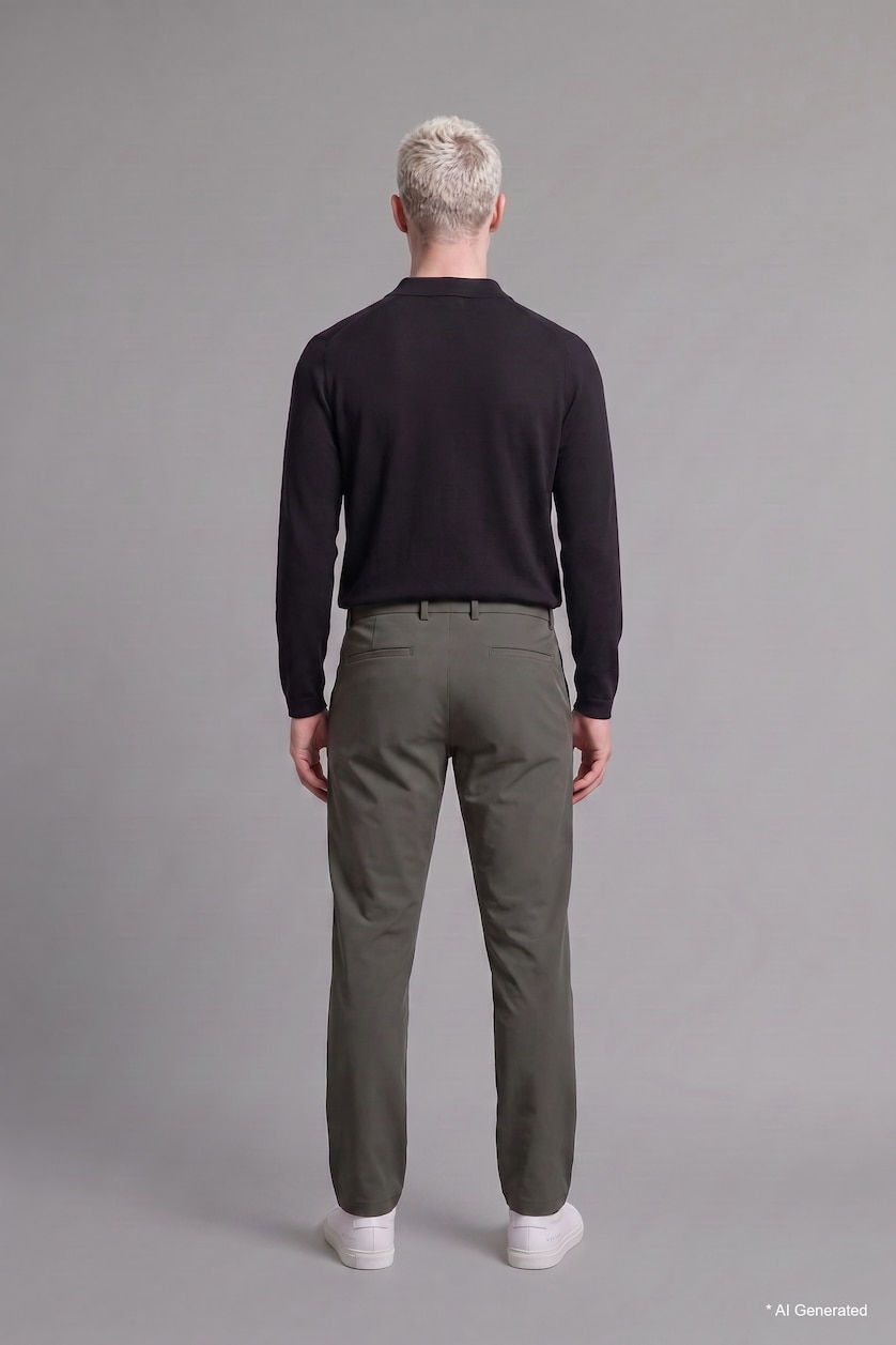 Men Khaki Tailored Fit Trousers