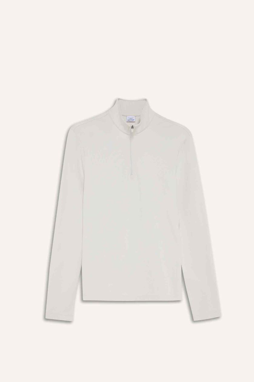 Kadın Taş Warmtech Standart Fit Dik Yaka Fermuarlı Sporcu Sweatshirt