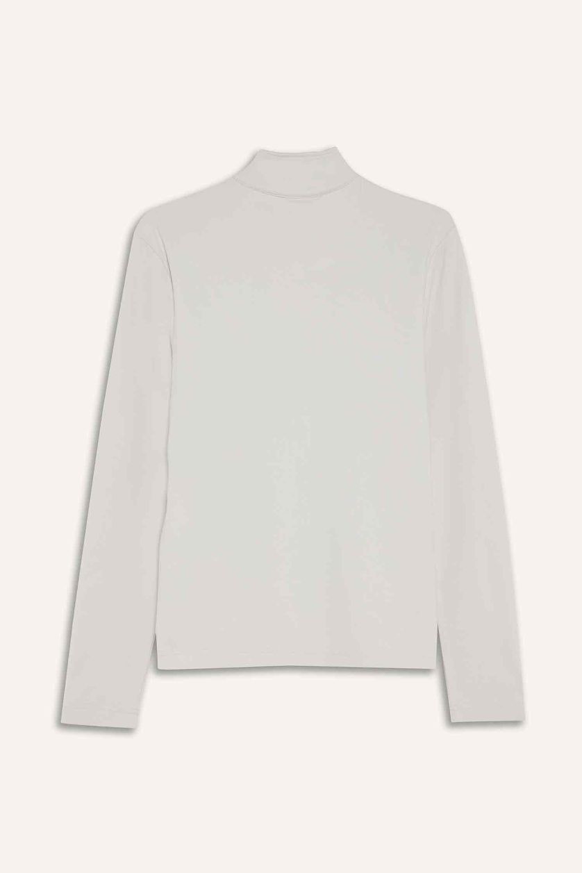 Kadın Taş Warmtech Standart Fit Dik Yaka Fermuarlı Sporcu Sweatshirt