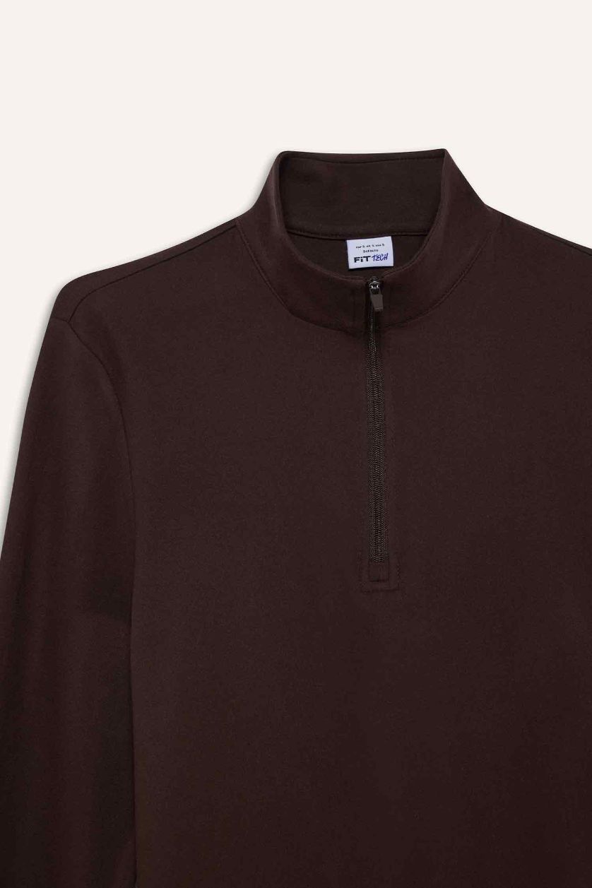 نساء بني سويت شيرت رياضي قصة عادية بياخة عالية من DeFactoFit