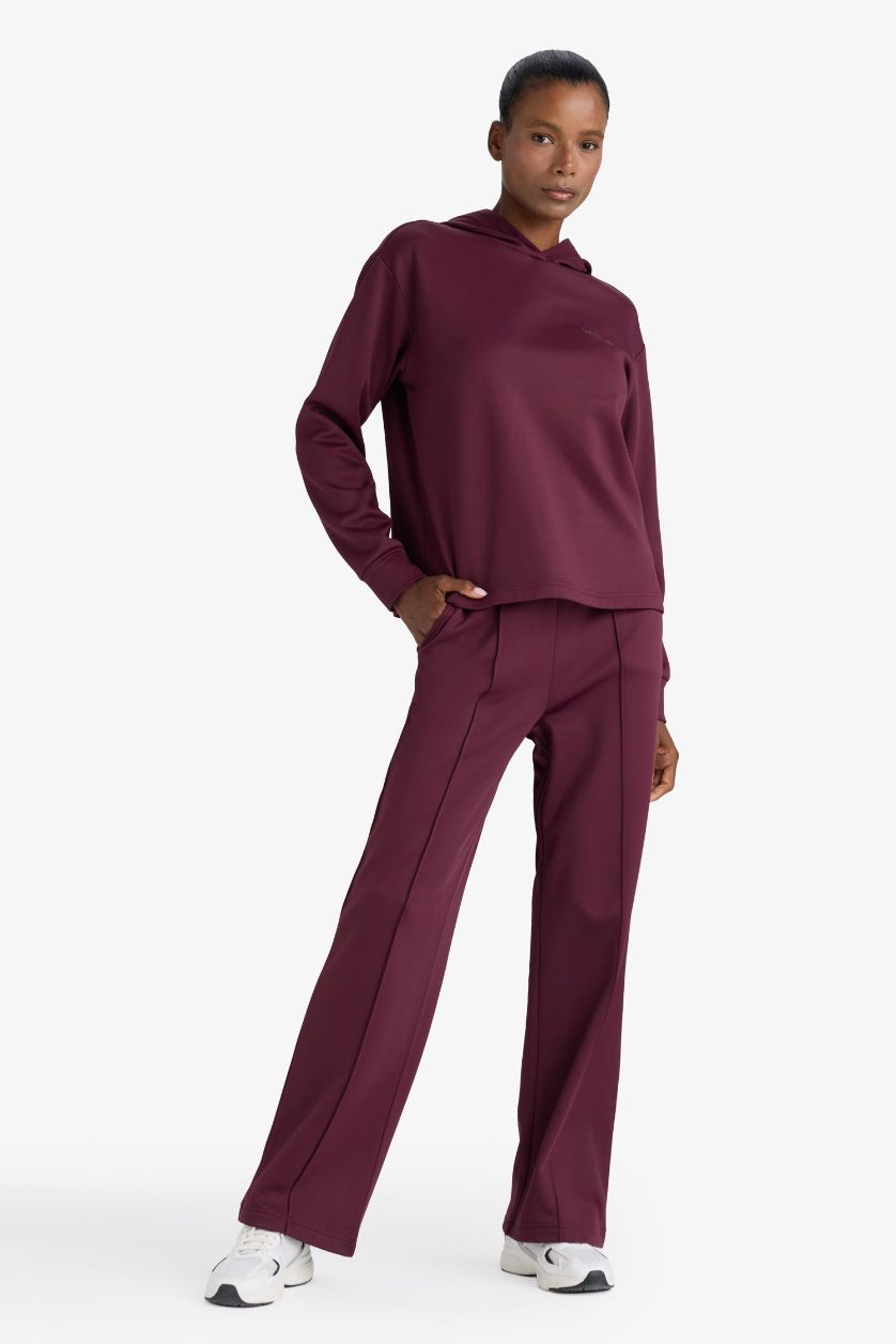 Woman Bordeaux Standard Fit Printed Sports Hoodie