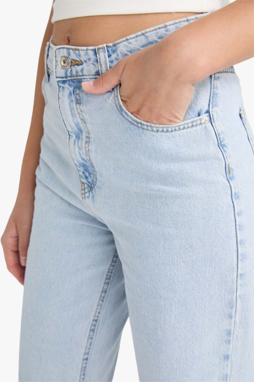 Woman Light Blue 90's Wide Leg High Waist Long Jeans