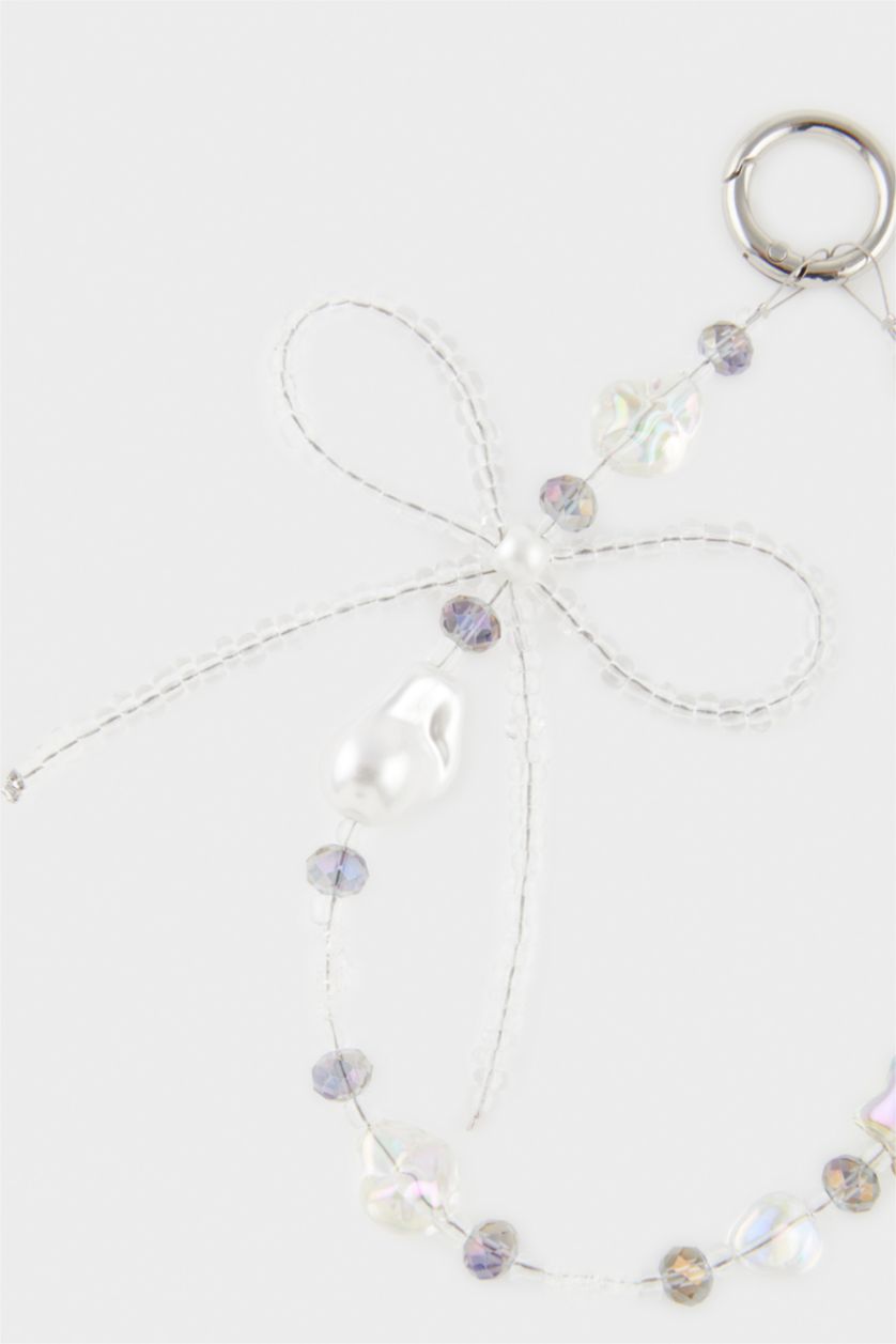 Kadın Gümüş Kadın Fiyonklu Taşlı Charm Anahtarlık