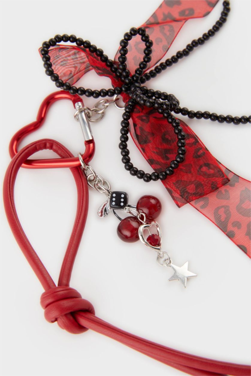 Kadın Kırmızı Kadın Kırmızı İpli Charm Anahtarlık