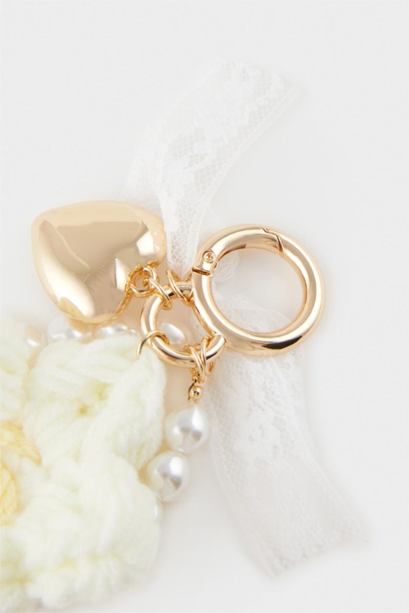 Kadın Karma Kadın Papatyalı Gold Charm Anahtarlık