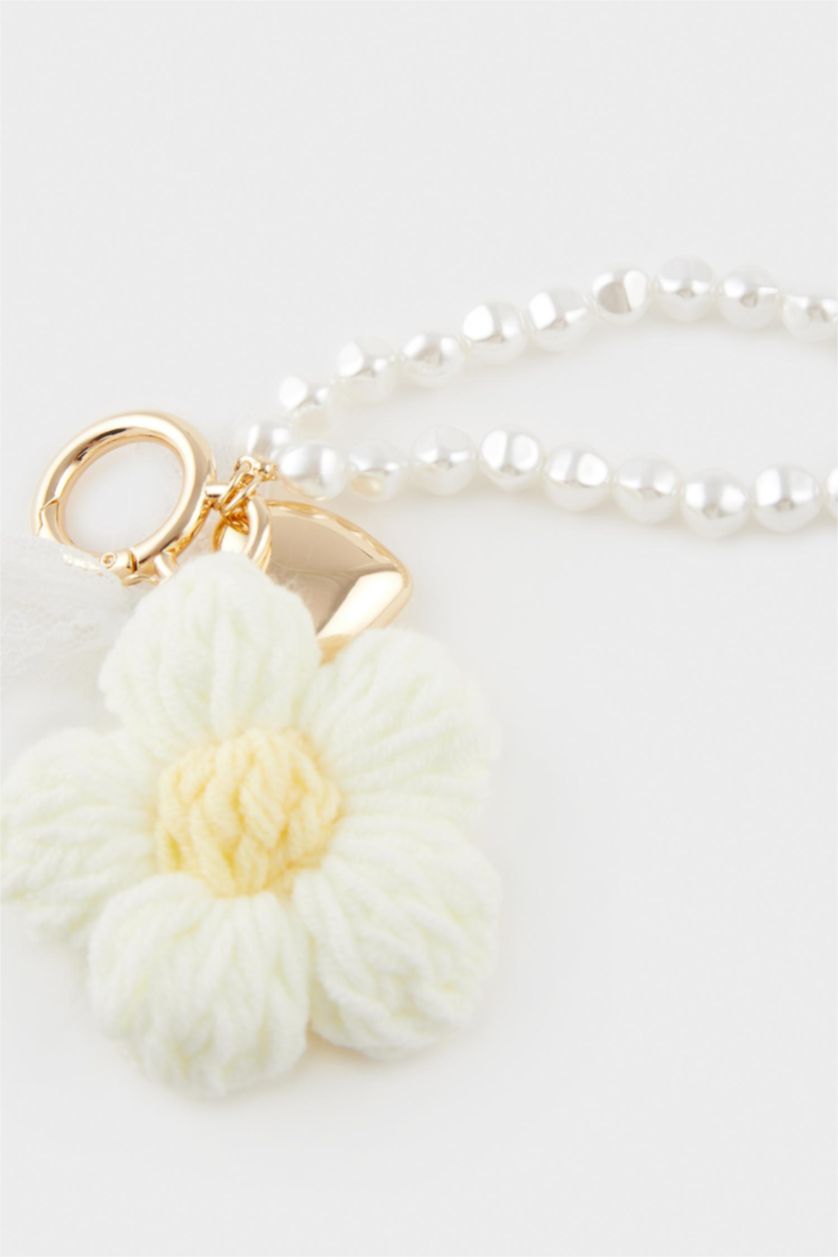 Kadın Karma Kadın Papatyalı Gold Charm Anahtarlık