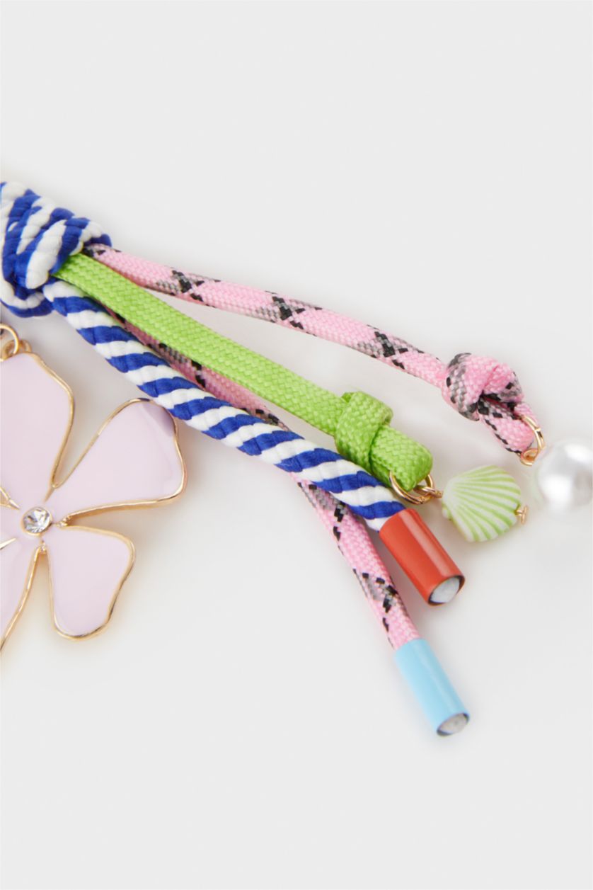 Kadın Karma Kadın Renkli İpli Çiçekli Charm Anahtarlık