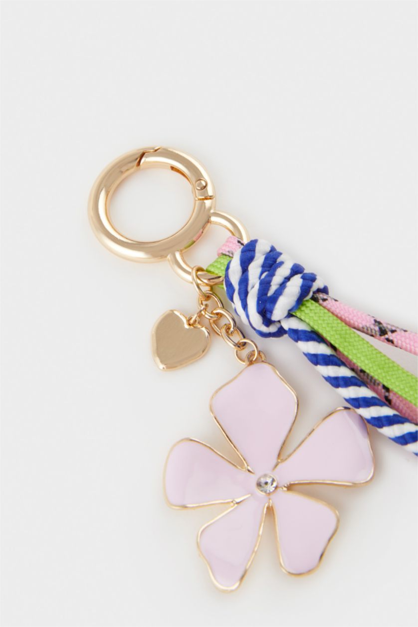 Kadın Karma Kadın Renkli İpli Çiçekli Charm Anahtarlık