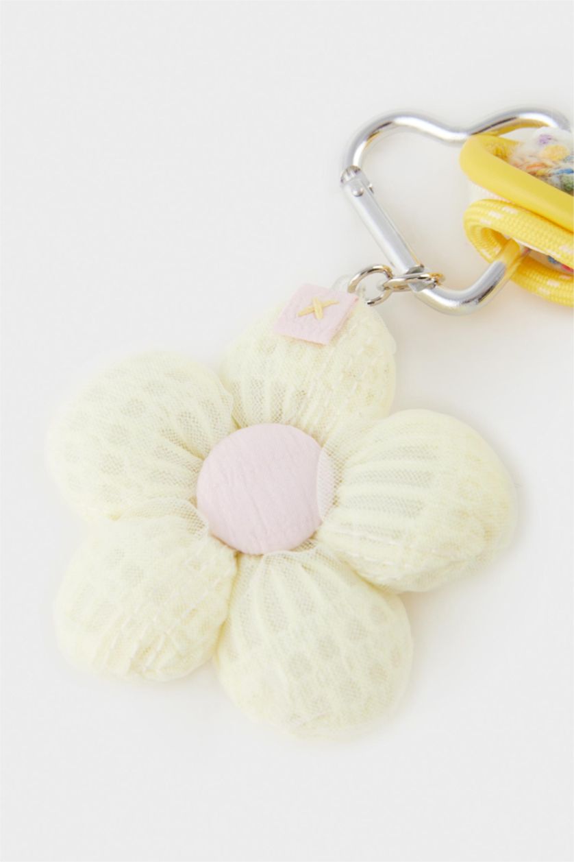 Kadın Sarı Kadın Sarı Çiçek Detaylı İpli Charm Anahtarlık