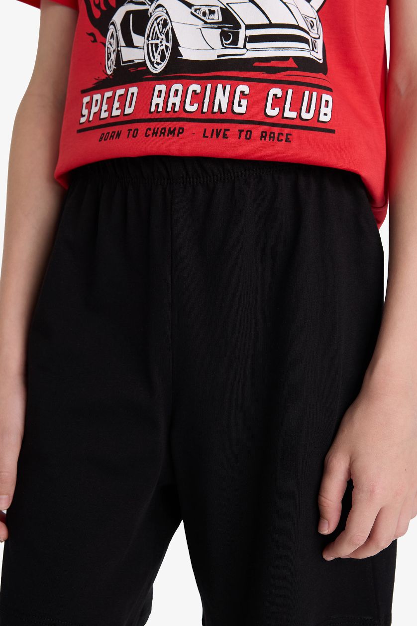 Erkek Çocuk - Genç Erkek Kırmızı %100 Pamuklu Baskılı Beli Lastikli Pijama Takımı Erkek Çocuk