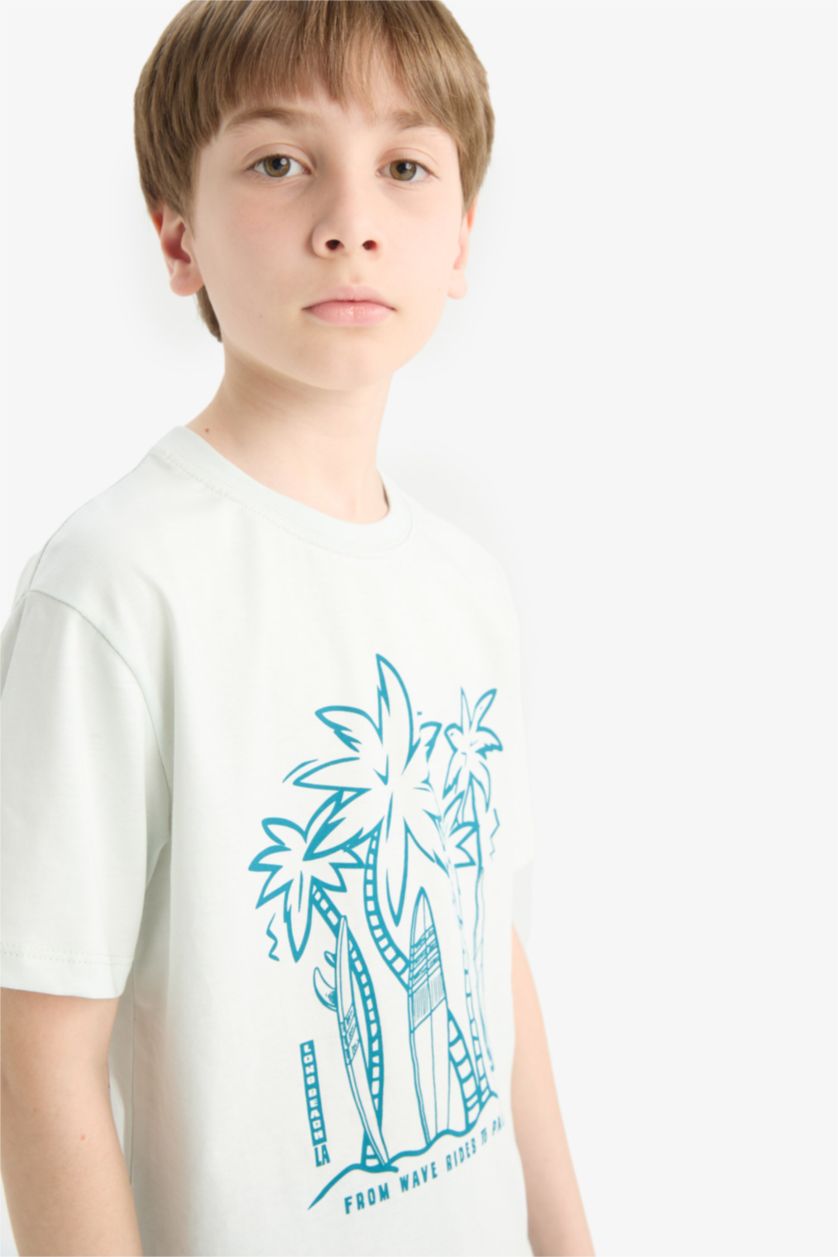 Мальчики и подростки Светло-синий Пижамный комплект для мальчиков с коротким рукавом и эластичными шортами