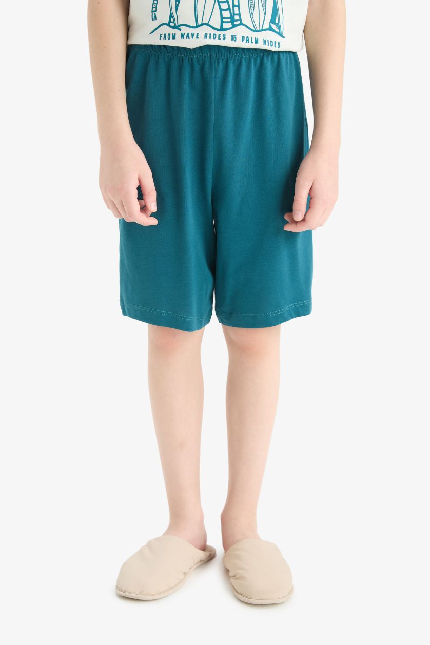 Мальчики и подростки Светло-синий Пижамный комплект для мальчиков с коротким рукавом и эластичными шортами