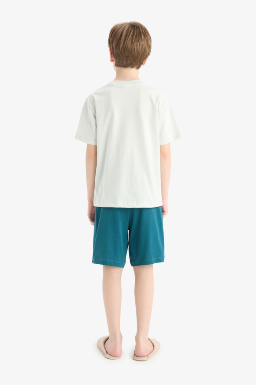 Мальчики и подростки Светло-синий Пижамный комплект для мальчиков с коротким рукавом и эластичными шортами