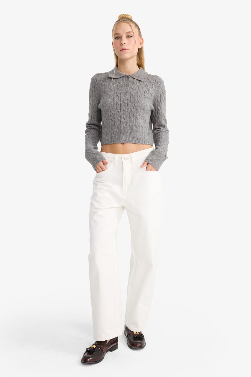 Женщины Серый Свитер Coool Slim Fit с узким кроем и воротником поло