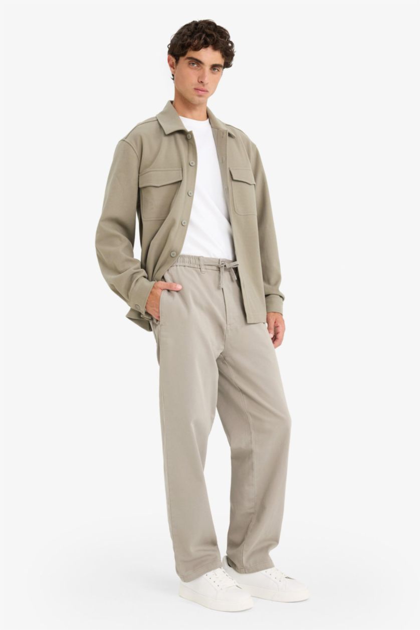 HOMME Gris Pantalon texturé à jambes larges Coupe droite