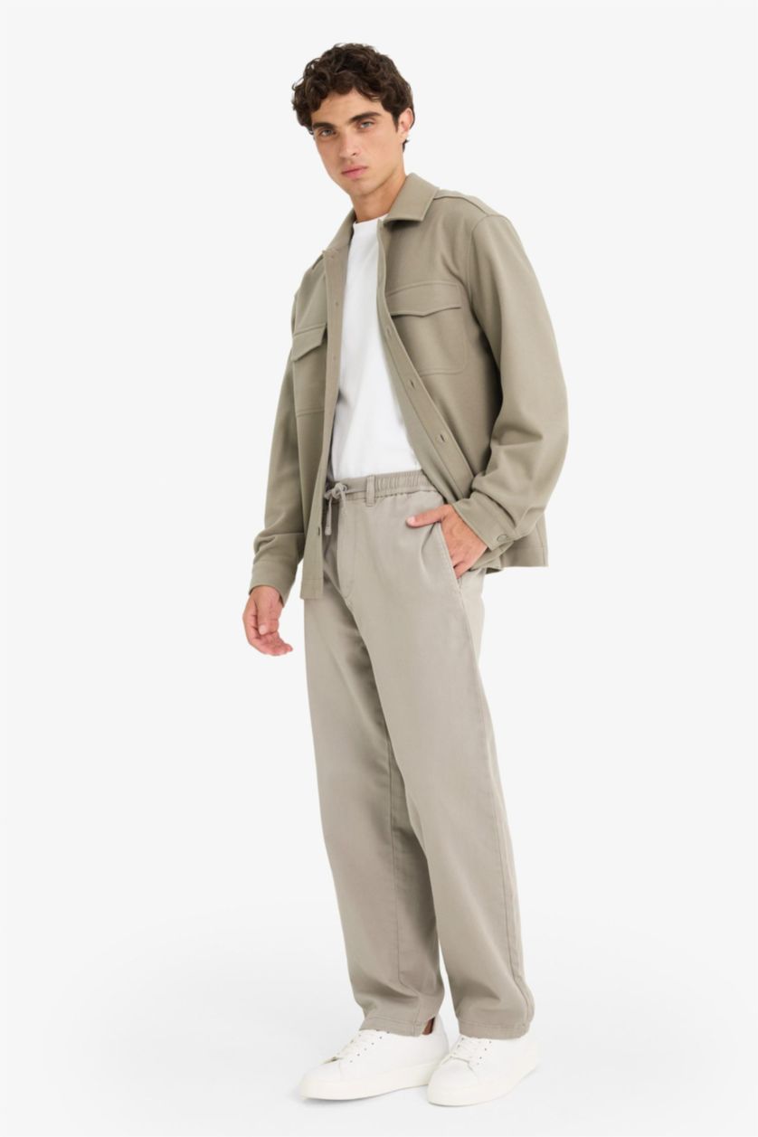 HOMME Gris Pantalon texturé à jambes larges Coupe droite