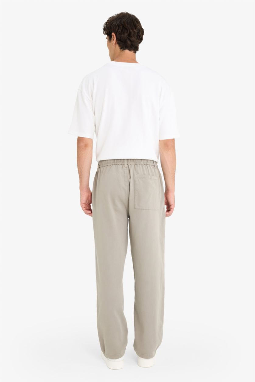 HOMME Gris Pantalon texturé à jambes larges Coupe droite