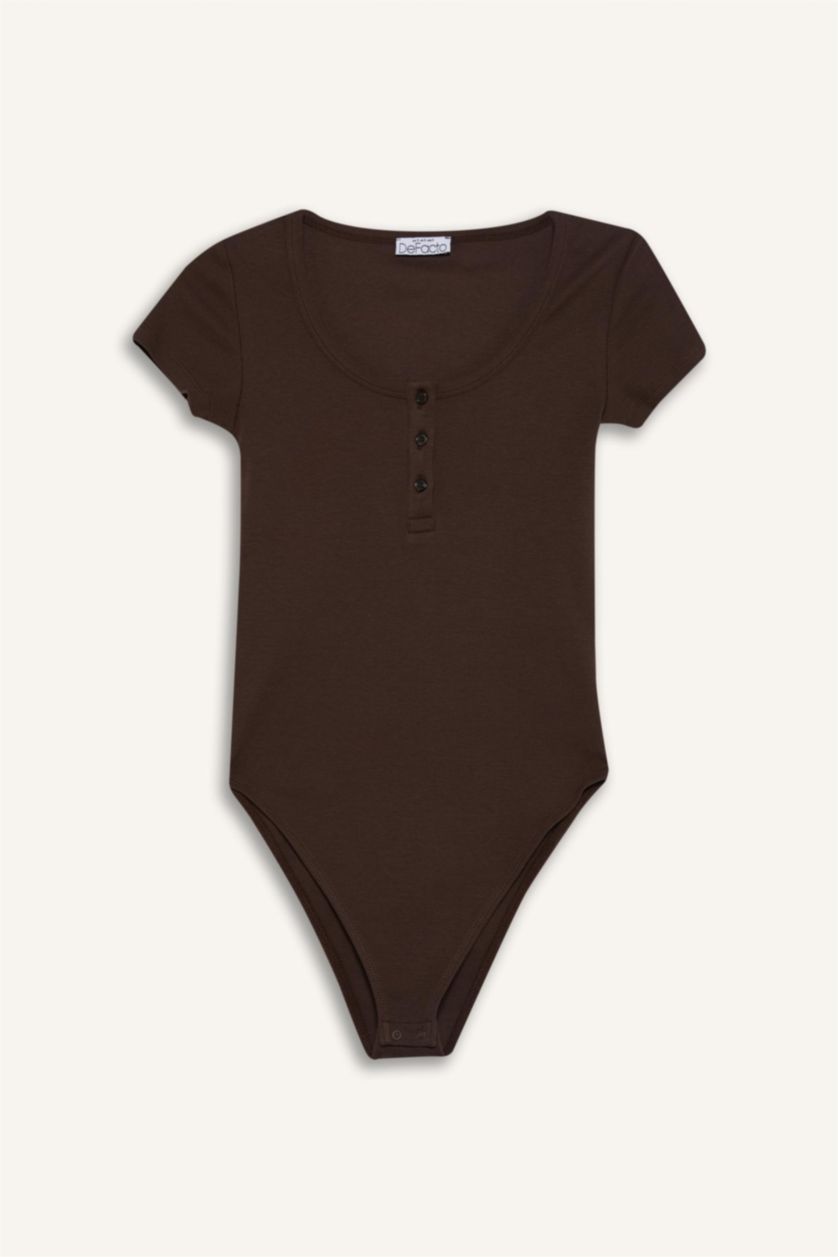 WOMAN Brown Ribbed Camisole Short Sleeve T-Shirt