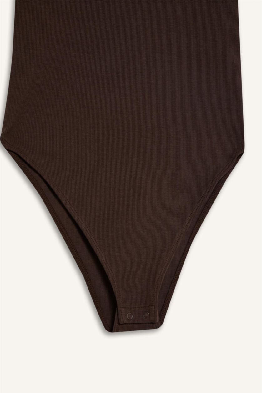 WOMAN Brown Ribbed Camisole Short Sleeve T-Shirt