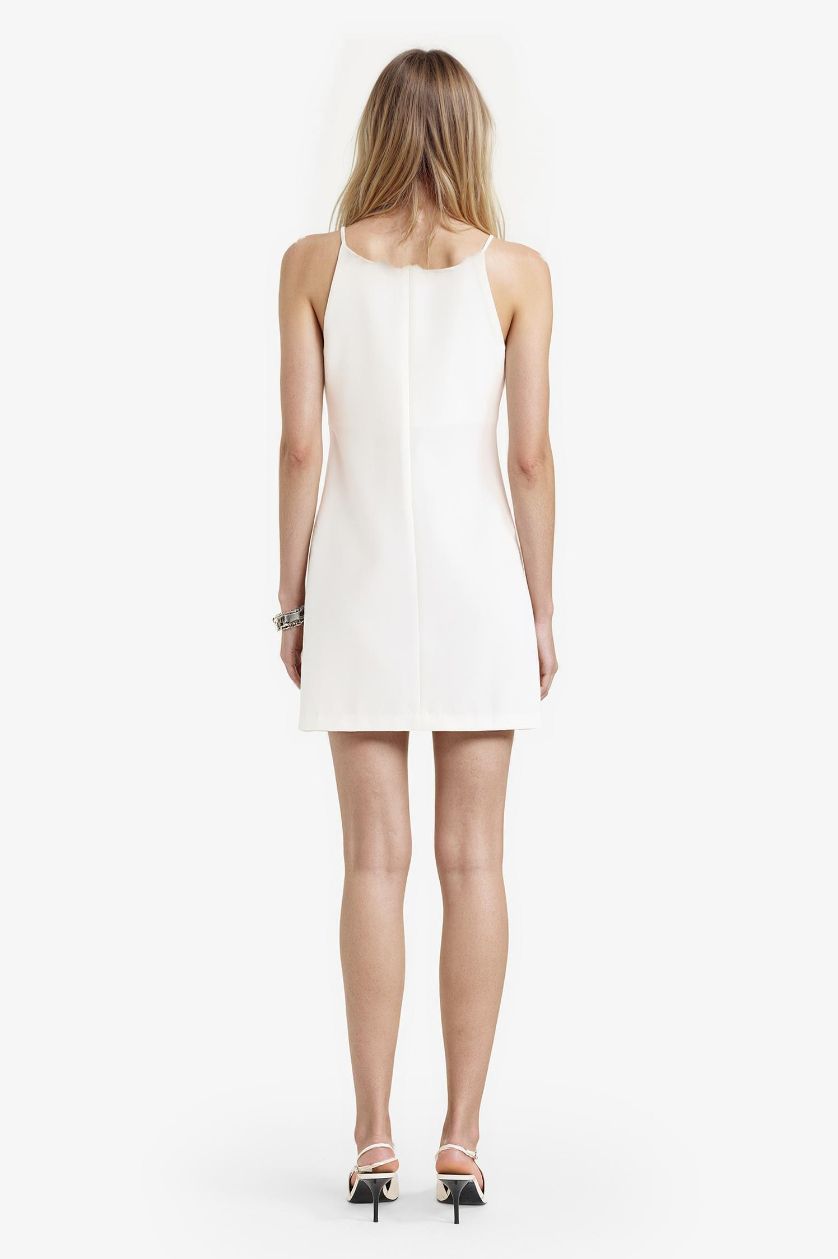 WOMAN White Square Collar Sleeveless Mini Dress