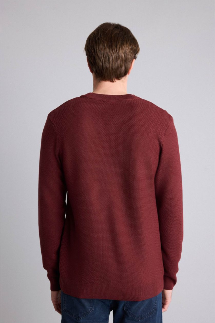 Men Bordeaux Standard Fit Knitwear Pullover