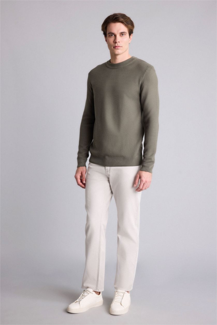 Men Khaki Standard Fit Knitwear Pullover
