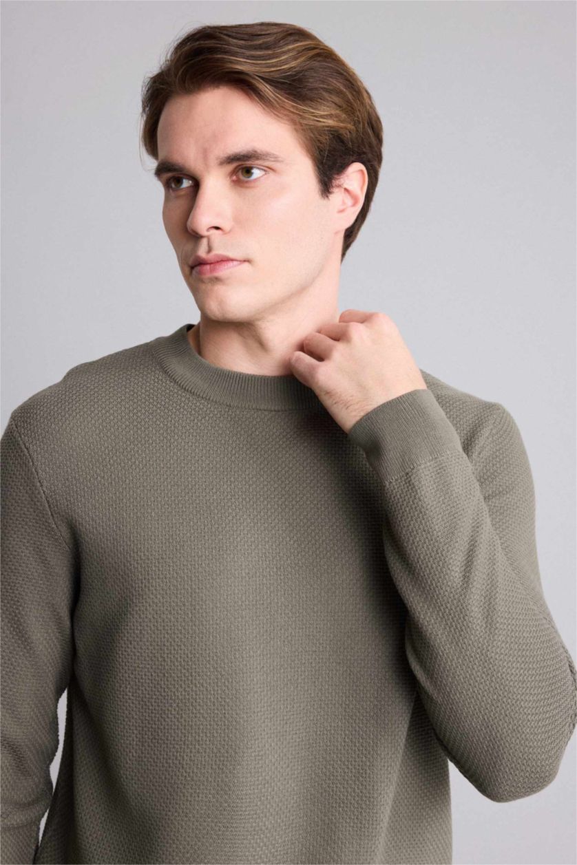 Men Khaki Standard Fit Knitwear Pullover
