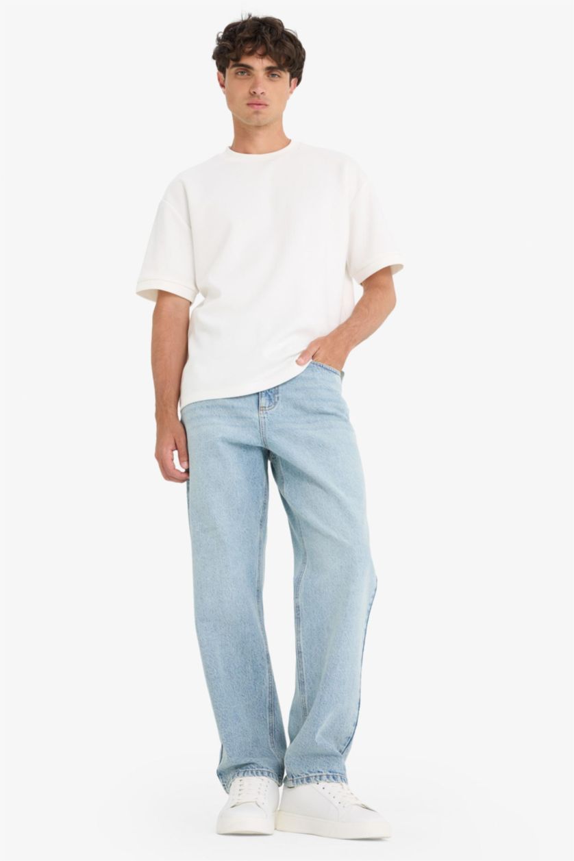 MAN Light Blue Baggy Fit Trousers
