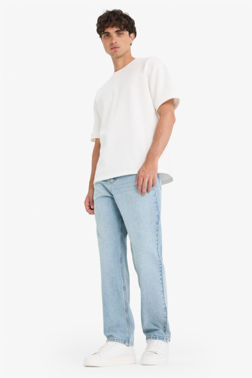 MAN Light Blue Baggy Fit Trousers