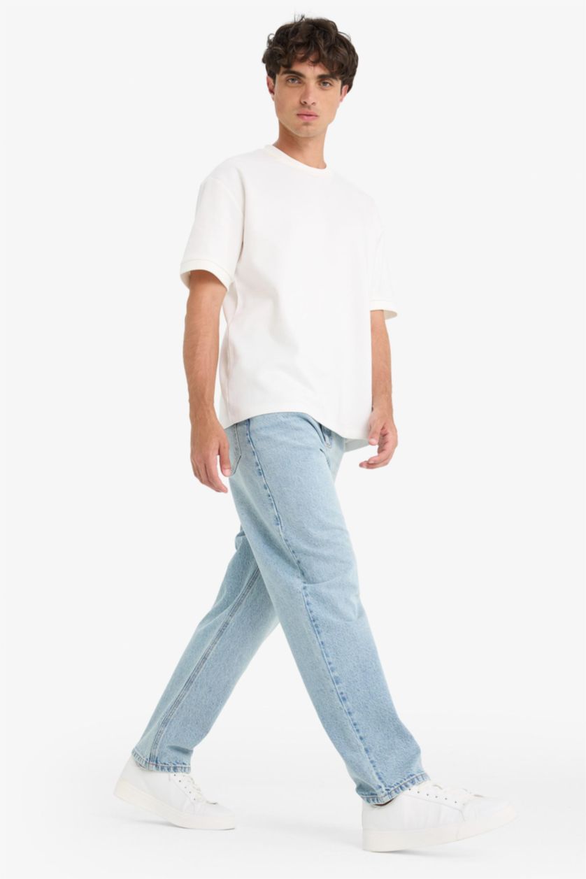 MAN Light Blue Baggy Fit Trousers