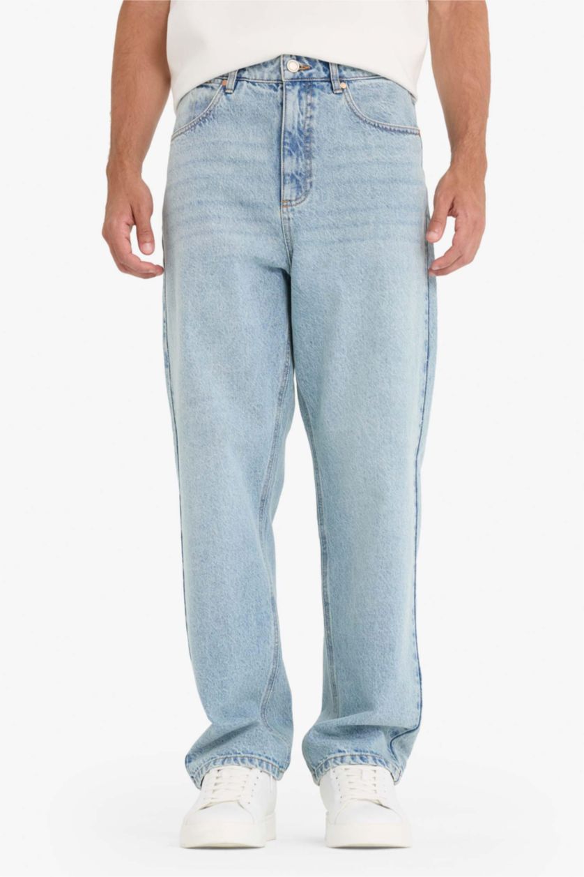 MAN Light Blue Baggy Fit Trousers