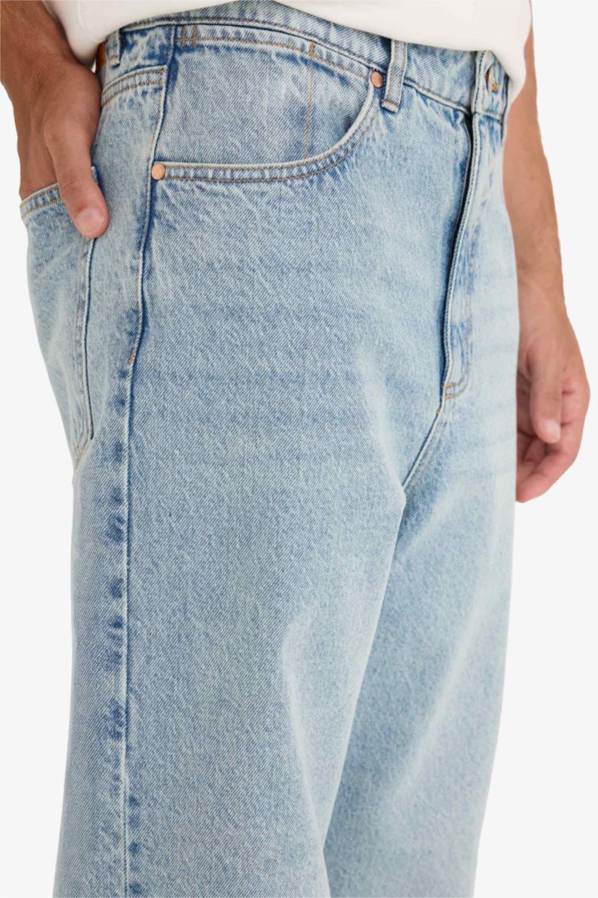 MAN Light Blue Baggy Fit Trousers