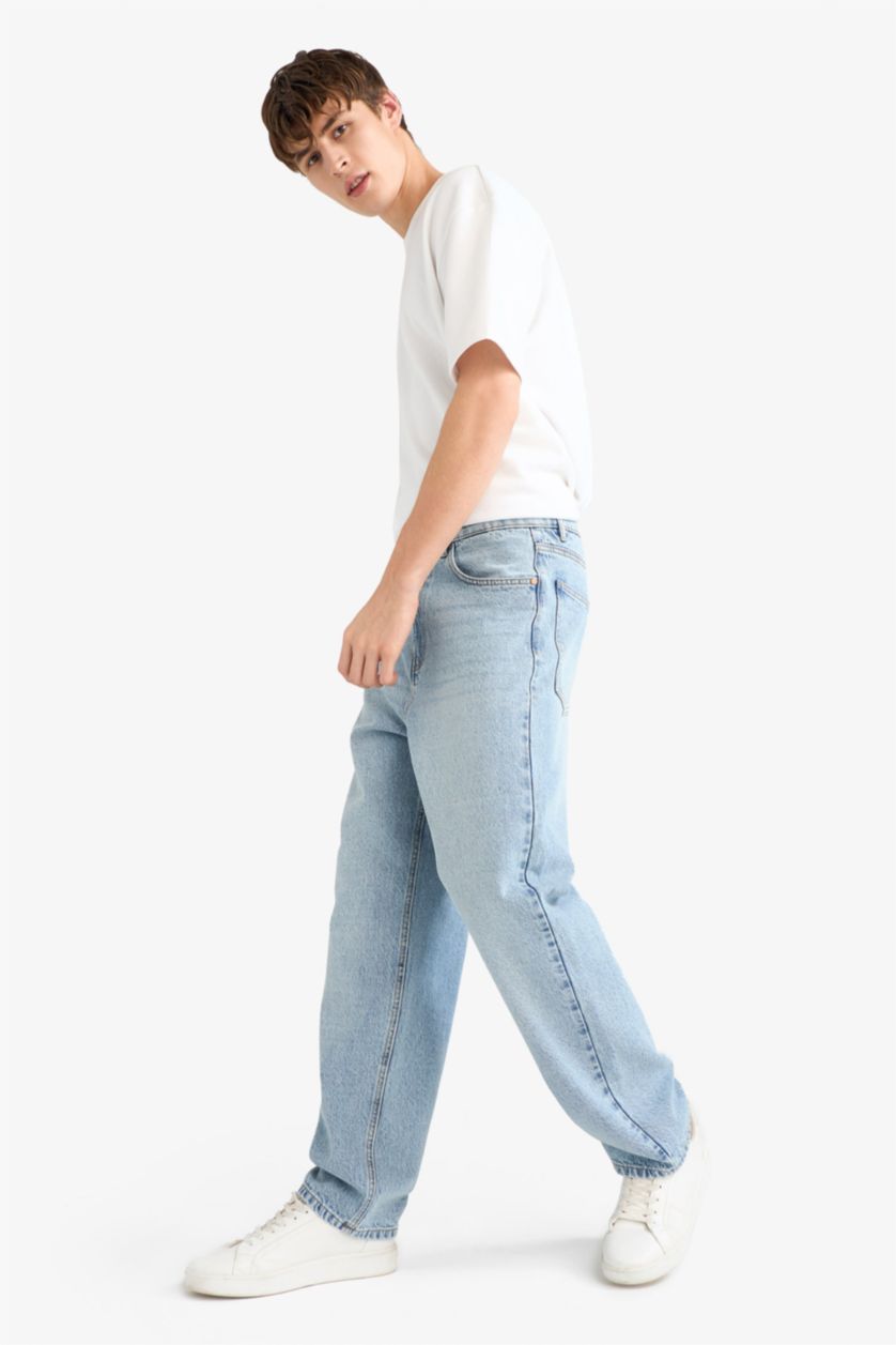 رجال أزرق فاتح سروال جينز باجي برجل عادي