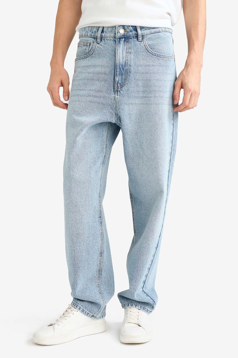 رجال أزرق فاتح سروال جينز باجي برجل عادي