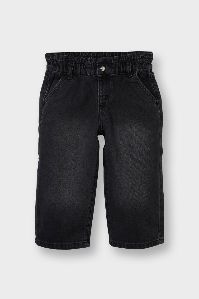 BÉBÉ FILLE Anthracite Jean à taille élastique Wide Leg pour bébé fille