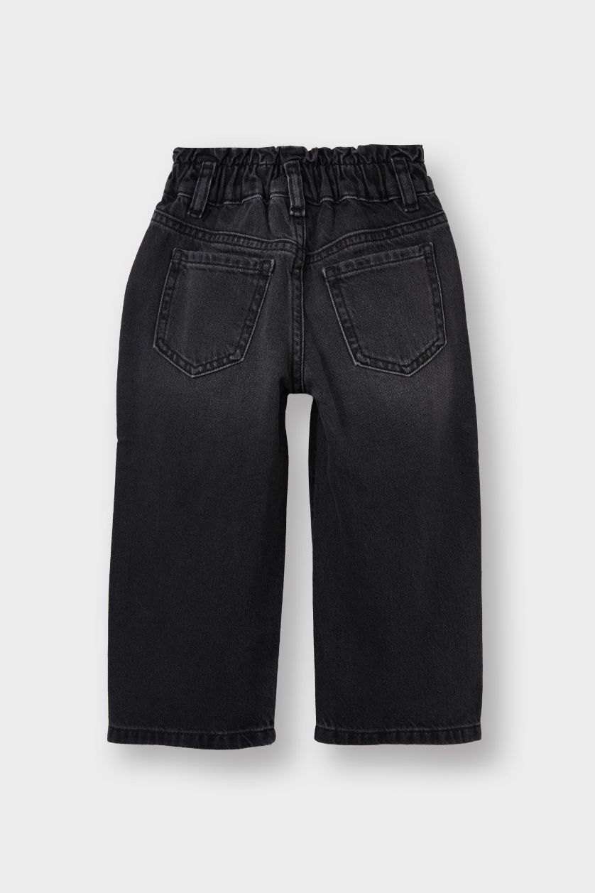 BÉBÉ FILLE Anthracite Jean à taille élastique Wide Leg pour bébé fille