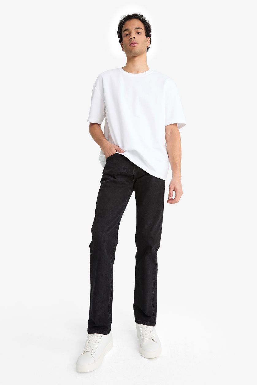 رجالي أسود بنطلون جينز سيرجيو قصة عادية وخصر عادي