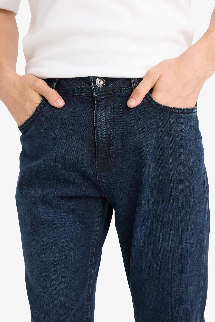 MAN Blue Black Sergio Regular Fit Regular Waist Straight Leg Jeans