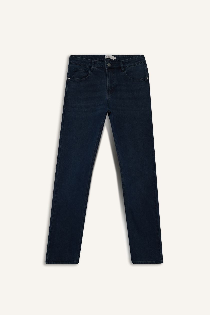 Ерлер Көк Қара Sergio Regular Fit орташа белді түзу балақты джинс шалбар