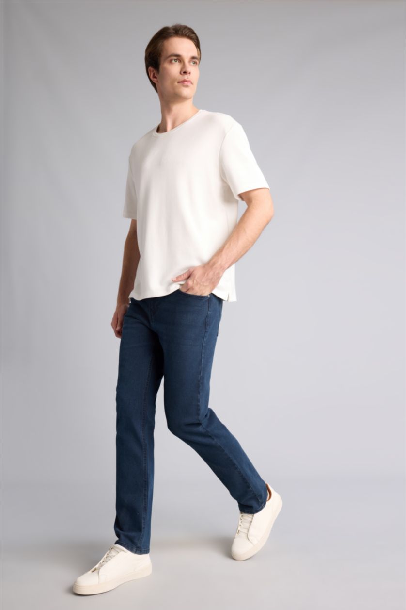 Ерлер Көк Қара Sergio Regular Fit орташа белді түзу балақты джинс шалбар