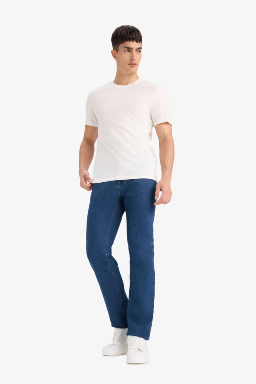 Men Dark Blue Sergio Regular Fit Regular Waist Straight Leg Jeans