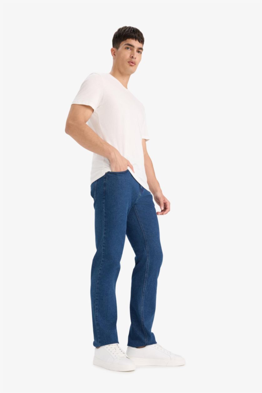 Men Dark Blue Sergio Regular Fit Regular Waist Straight Leg Jeans